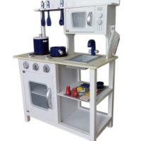 מטבח לילדים מעץ בצבע כחול לבן דגם אביגיל