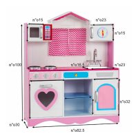 מטבח לילדים מעץ מהמם, בגוונים ורודים עם לבן