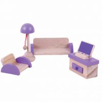 ריהוט מעץ מלא לבית בובות סלון לבית בובות