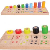צעצוע למידה והתפתחות מעץ, לוח מספרים מעץ, צבעים וכמות