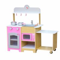 מטבח לילדים מעץ דגם צרפתי גוון ורוד