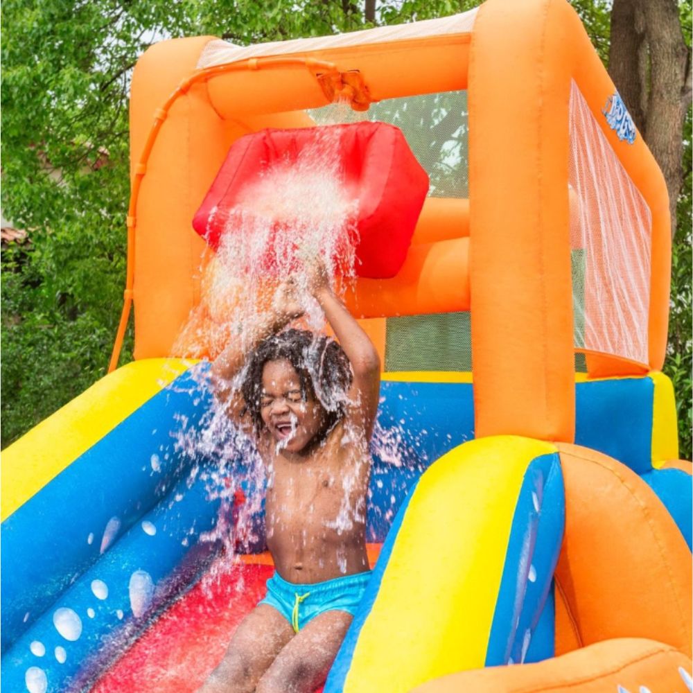 מתנפחים, Bestway H2OGO פארק מים גדול מתנפח טורבו ספלאש דגם 53301, עם מגלשה עם מתזי מים, אקדח מים, קיר טיפוס ובריכה מבית Bestway H2OGO – תמונה 2