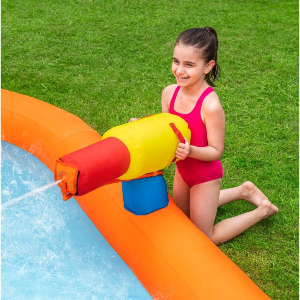 מתנפחים, Bestway H2OGO פארק מים גדול מתנפח טורבו ספלאש דגם 53301, עם מגלשה עם מתזי מים, אקדח מים, קיר טיפוס ובריכה מבית Bestway H2OGO – תמונה 3