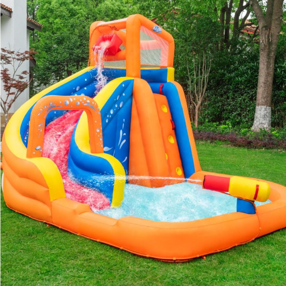 מתנפחים, Bestway H2OGO פארק מים גדול מתנפח טורבו ספלאש דגם 53301, עם מגלשה עם מתזי מים, אקדח מים, קיר טיפוס ובריכה מבית Bestway H2OGO – תמונה 5