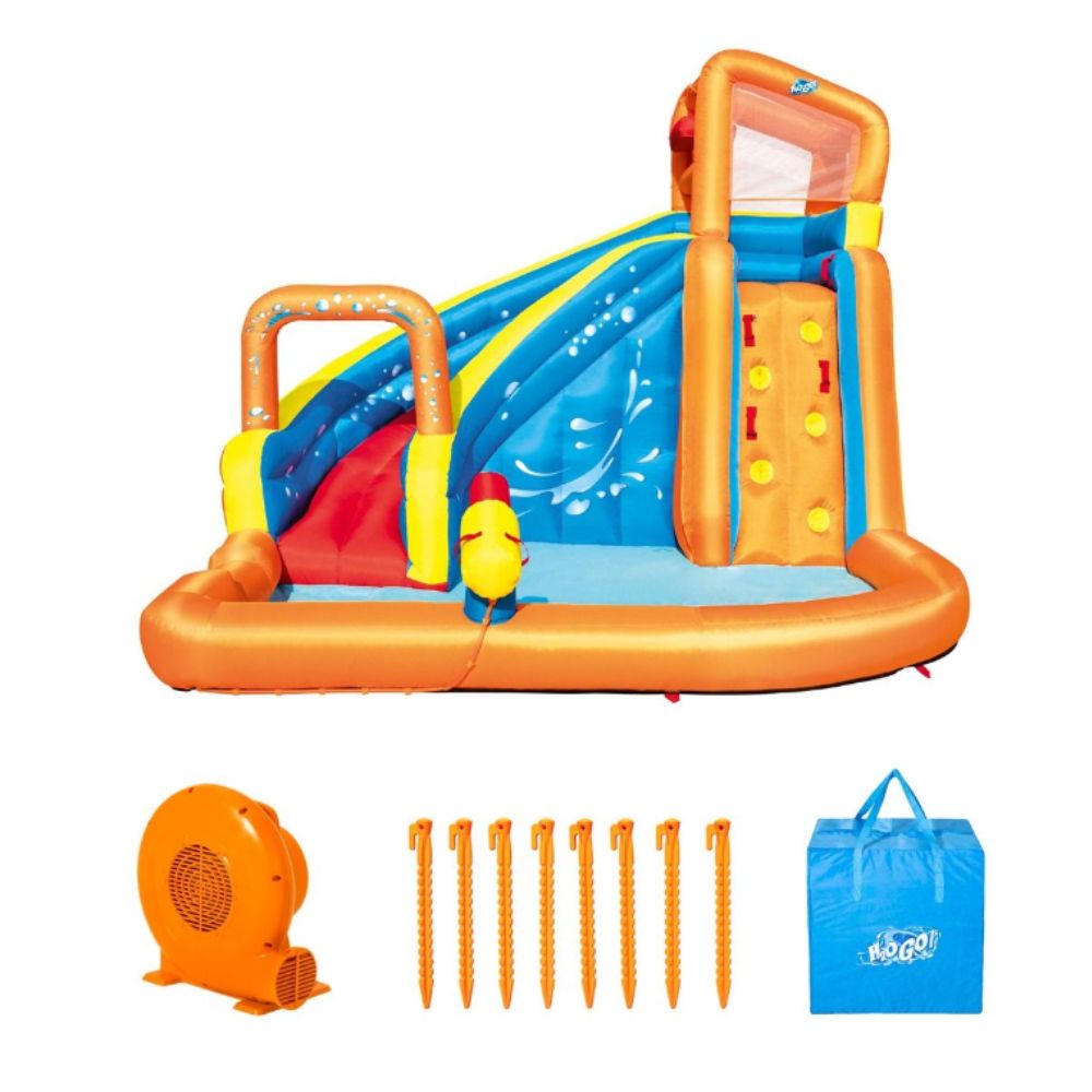 מתנפחים, Bestway H2OGO פארק מים גדול מתנפח טורבו ספלאש דגם 53301, עם מגלשה עם מתזי מים, אקדח מים, קיר טיפוס ובריכה מבית Bestway H2OGO – תמונה 8