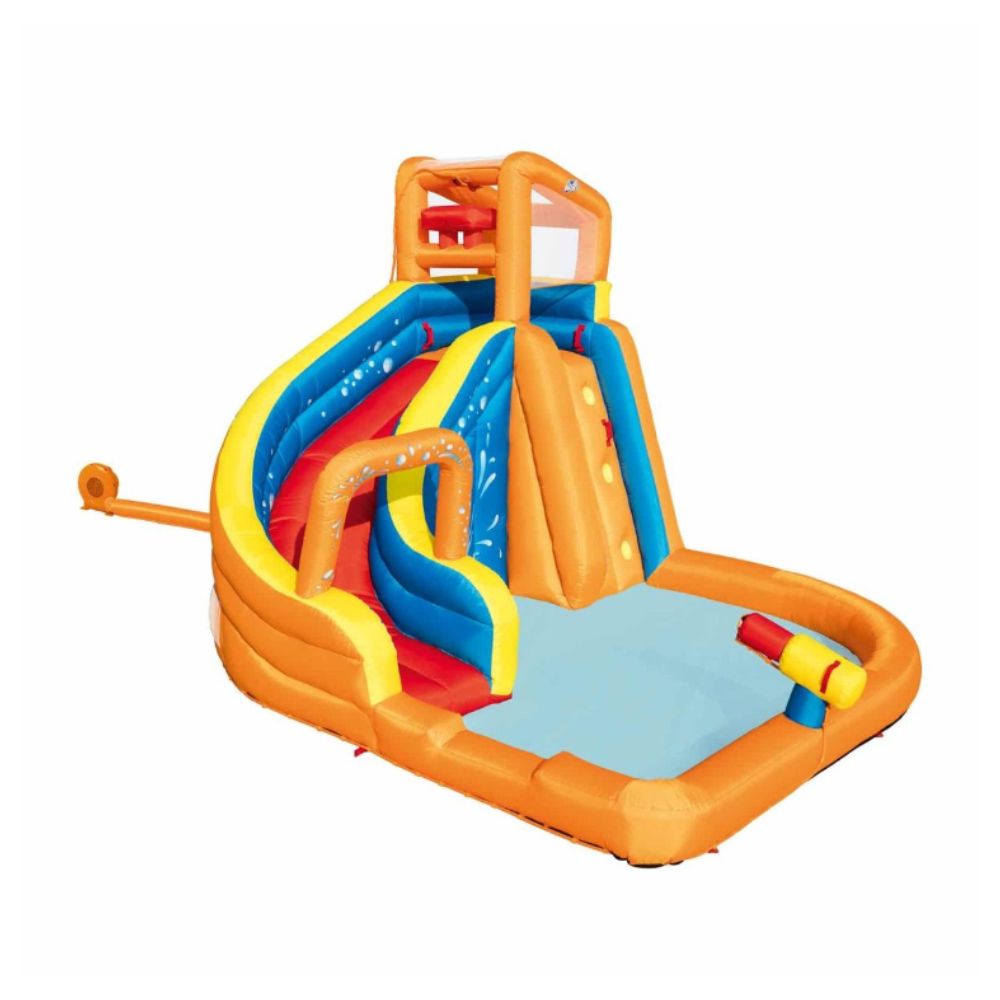 מתנפחים, Bestway H2OGO פארק מים גדול מתנפח טורבו ספלאש דגם 53301, עם מגלשה עם מתזי מים, אקדח מים, קיר טיפוס ובריכה מבית Bestway H2OGO