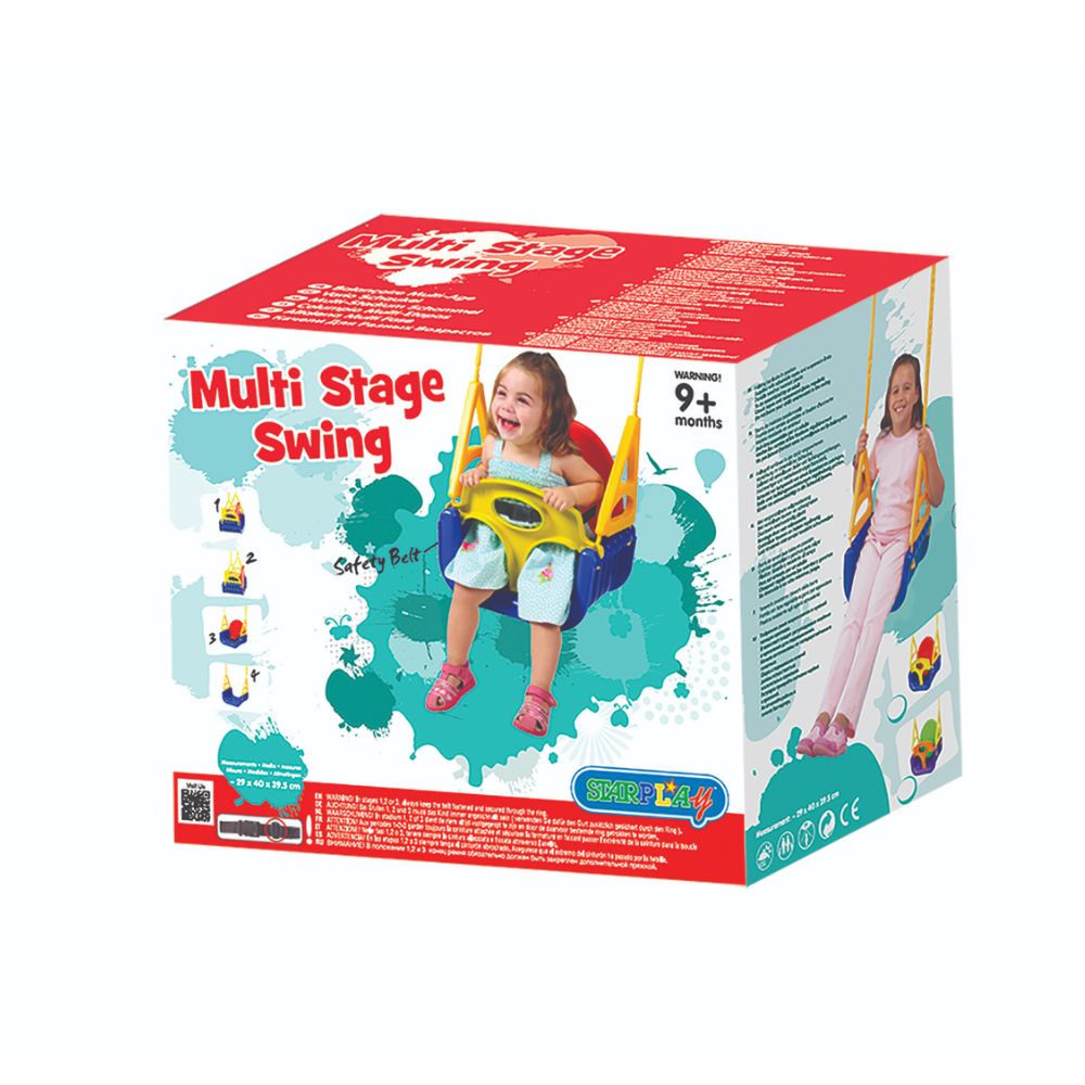 נדנדה רב שלבית לתינוקות ופעוטות דגם עם חבלים באורך מתכוונן וחגורת בטיחות מבית Starplast – תמונה 2