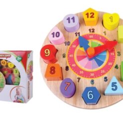 צעצוע התפתחות מעץ, שעון התאמת צורות ומספרים ללימוד, לפיתוח תיאום עין ויד