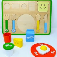 פאזל ארוחת בוקר מעץ לילדים הכולל 13 חלקים