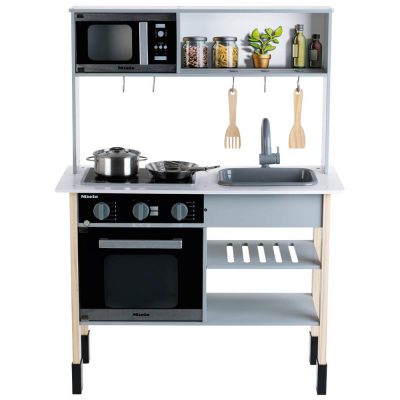 מטבח מעץ לילדים Miele עם אורות וצלילים, תנור, מיקרו וכיור + 6 אביזרים Theo Klein