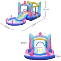 מתקן שעשועים מתנפח לילדים, טירה מתנפחת בעיצוב תמנון הים הכוללת משטח קפיצה ומגלשה לבריכת כדורים במידות 380X200X180 ס