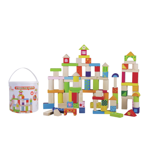 דלי לבני בניה קוביות מצויר 100 יחידות