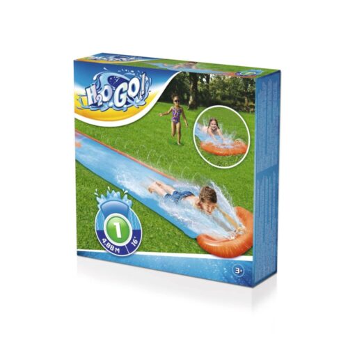 מגלשת מים לחצר לילדים, גליץ' גלאץ' מסלול יחיד 4.88מ' מבית BESTWAY H2OGO דגם 52326