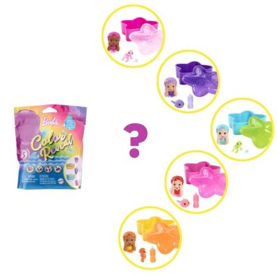 בובת ברבי תינוקת בת הים עם 5 הפתעות סדרת בת הים קשת בענן Barbie® Color Reveal™ - 1