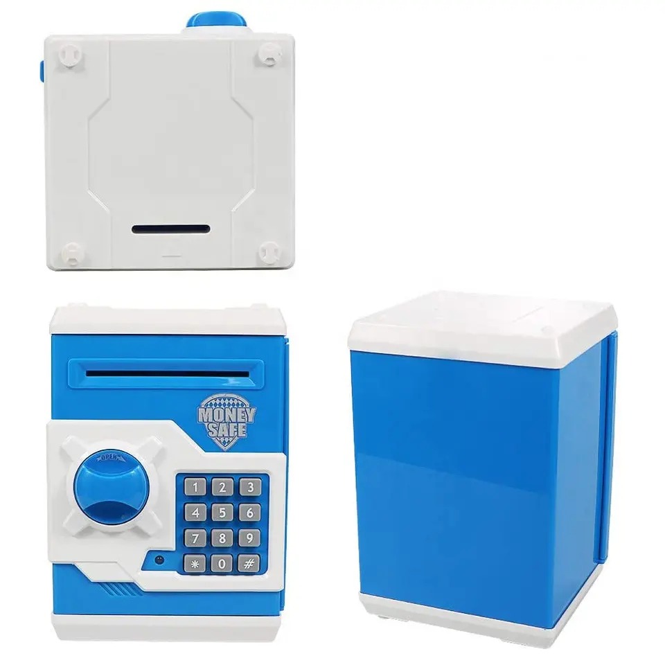 קופת חיסכון אלקטרונית לילדים בעיצוב כספת בנק במגוון צבעים לעידוד ופיתוח חיסכון