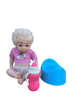בובת תינוק עם צלילים סיר ובקבוק