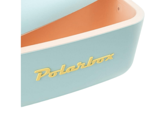 צידנית צבעונית Polarbox בצבע תכלת צהוב ורצועת עור חומה 20 ליטר1