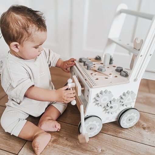 הליכון שולחן לתינוקות מעץ מלא עם פעלולון, התאם צורה לשיפור מיומנות הליכה של פעוטות. (8)