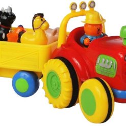 טרקטור חווה עם עגלה וחיות עם אורות וצלילים באנגלית. (1)