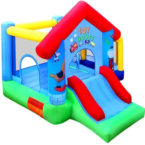 מתקן קפיצה מתנפח כולל משטח קפיצה, מגלשה ובריכת כדורים דגם בית הצעצוע - D2727 - ToyHouse מבית Jumpy Jump העולמית 270X270X220 ס"מ