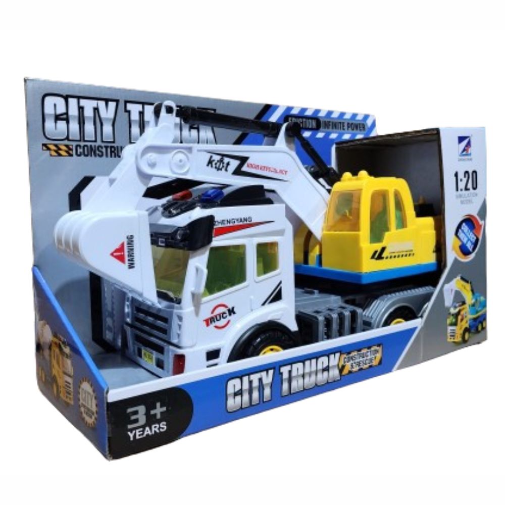 משאית העיר בנייה והצלה בעיצוב משאית ציוד בנייה כבד עם מחפר קדמי