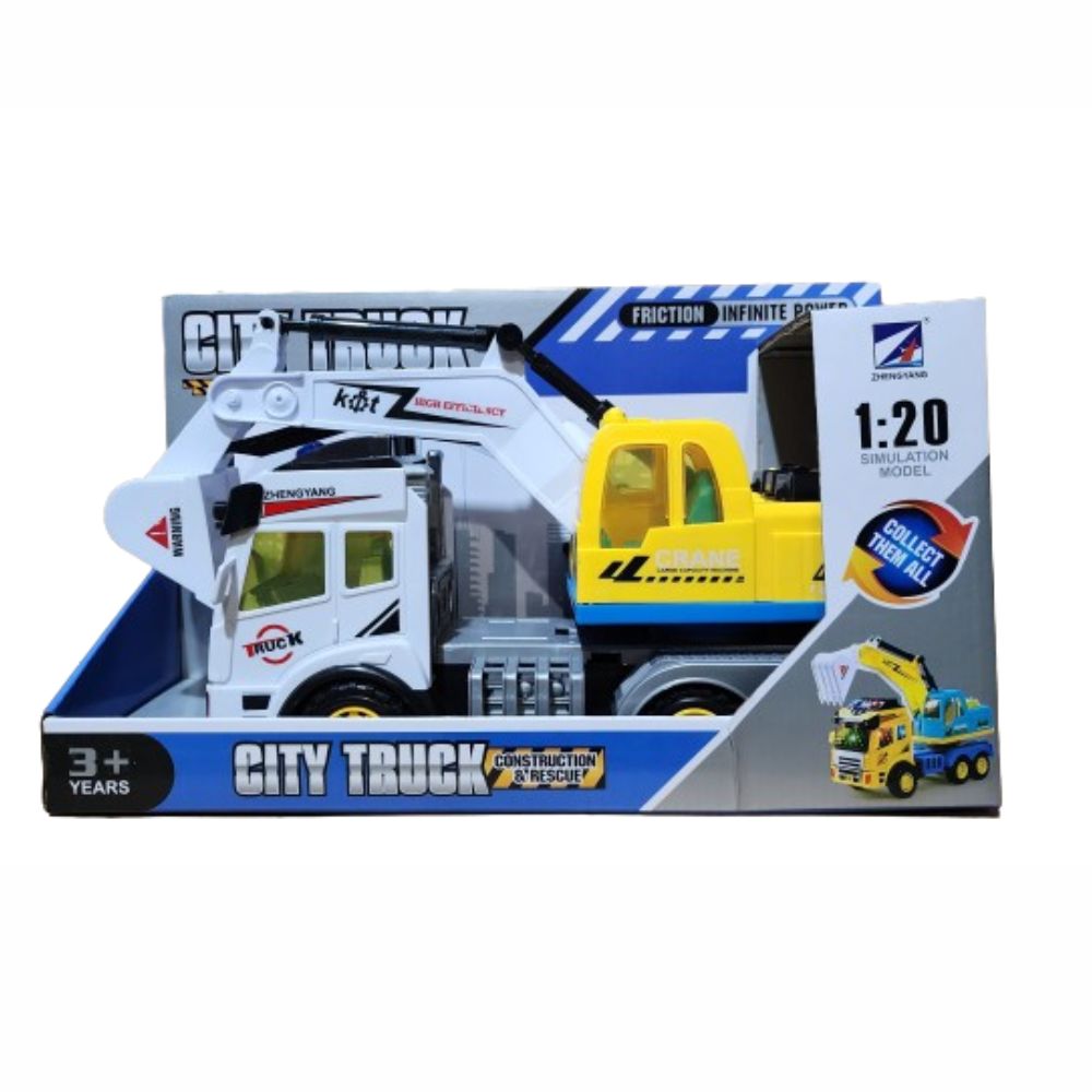 משאית העיר בנייה והצלה בעיצוב משאית ציוד בנייה כבד עם מחפר קדמי