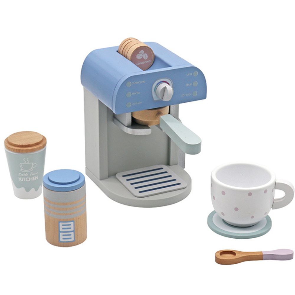 מכונת קפה אספרסו מעץ לילדים כולל אביזרים נלווים לפיתוח יצירתיות ותיאום עין ויד781643674550