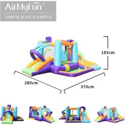 Alternative view of טירת האקשן הצבעונית: מתקן מתנפח 5 ב-1 עם מגלשה כפולה ובריכה | 82003 AirMyFun