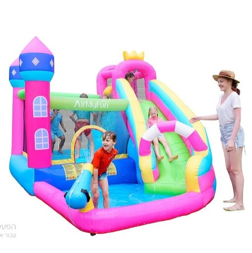 Airmyfun מתנפח טירה גדול עם רשת, מקפצה, מגלשה וקיר טיפוס