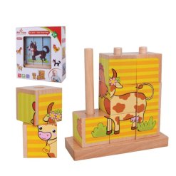 פאזל קוביות עומד - חיות מהבית Pit Toys