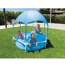 ⁦בריכה עגולה 183X38 עם גגון ושפריצר INTEX 28209⁩ – תמונה ⁦4⁩