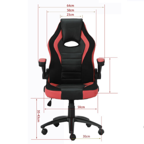 כיסא גיימינג BASIC איכותי מעוצב ונוח עם משענת מתכוונת בצבעים שחור ואדום – תמונה 5