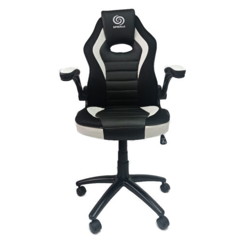כיסא גיימינג BASIC איכותי מעוצב ונוח עם משענת מתכוונת בצבעים שחור ולבן