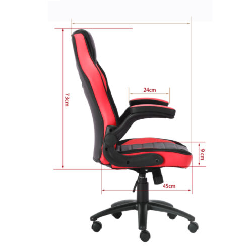 כיסא גיימינג BASIC איכותי מעוצב ונוח עם משענת מתכוונת בצבעים שחור ואדום – תמונה 6