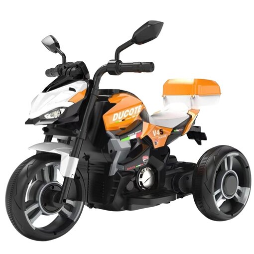 אופנוע ממונע לילדים 6V בעיצוב ספורטיבי עם תאורת LED ומוזיקה