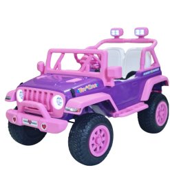 ג'יפ נסיכות 4X4 ממונע לילדים 12V שלט חכם עם תאורת LED ומוזיקה מובנית בצבע ורוד