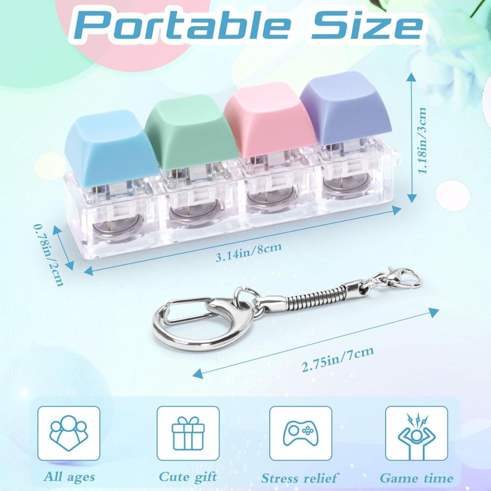 מחזיק מפתחות מקלדת פידג’ט – 4 מקשים צבעוניים עם תאורת LED – תמונה 3