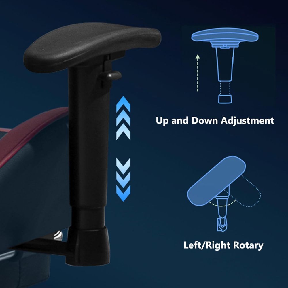 כיסא גיימינג ארגונומי עם עור נושם, משענת ראש וריפוד יוקרתי בצבע אדום – תמונה 2