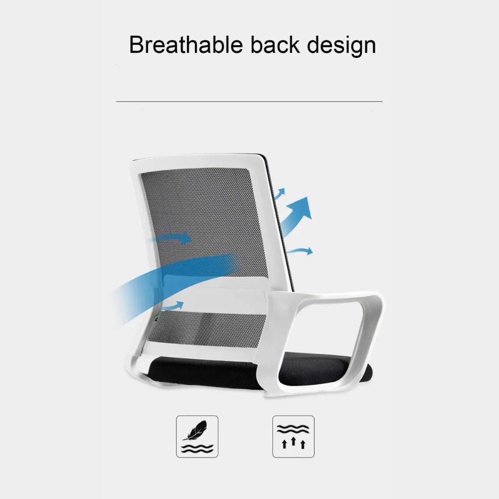 כיסא משרדי ארגונומי עם רשת נשימה – נוח וקל לניידות בצבע לבן – תמונה 3