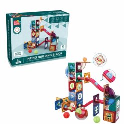 סט מגנטים צבעוניים לבנייה יצירתית עם צינורות וכדורים – 80 חלקים