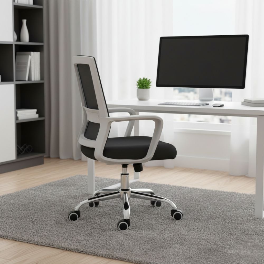 כיסא משרדי ארגונומי עם רשת נשימה – נוח וקל לניידות בצבע לבן – תמונה 5