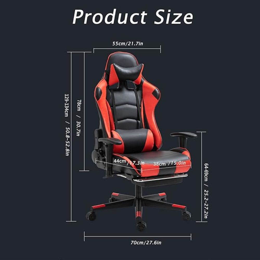 כיסא גיימינג מקצועי ארגונומי עם עור PU נושם ותמיכה לגב וצוואר במגוון צבעים – תמונה 4