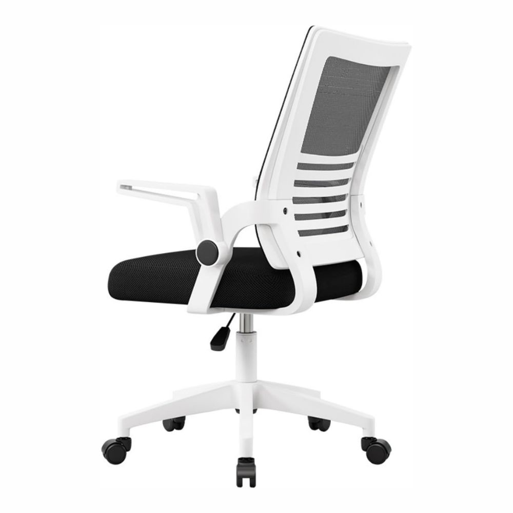 כיסא משרדי ארגונומי עם משענות יד ותמיכת גב – בצבע לבן