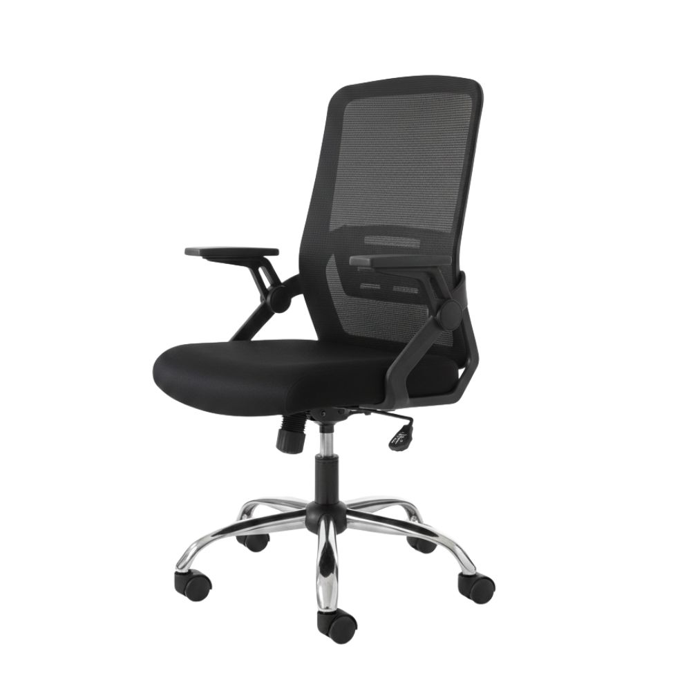 כיסא משרדי ארגונומי עם משענות יד מתכווננות ומושב רשת - שחור – תמונה 5