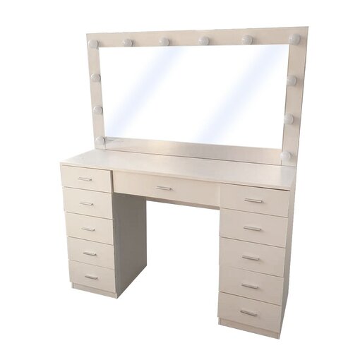 שידת איפור דגם חני – עיצוב יוקרתי עם תאורה ואחסון חכם