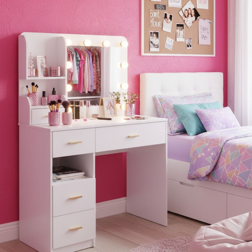 שידת איפור דגם מיקה – עיצוב מודרני, תאורת LED ונוחות מקסימלית – תמונה 3