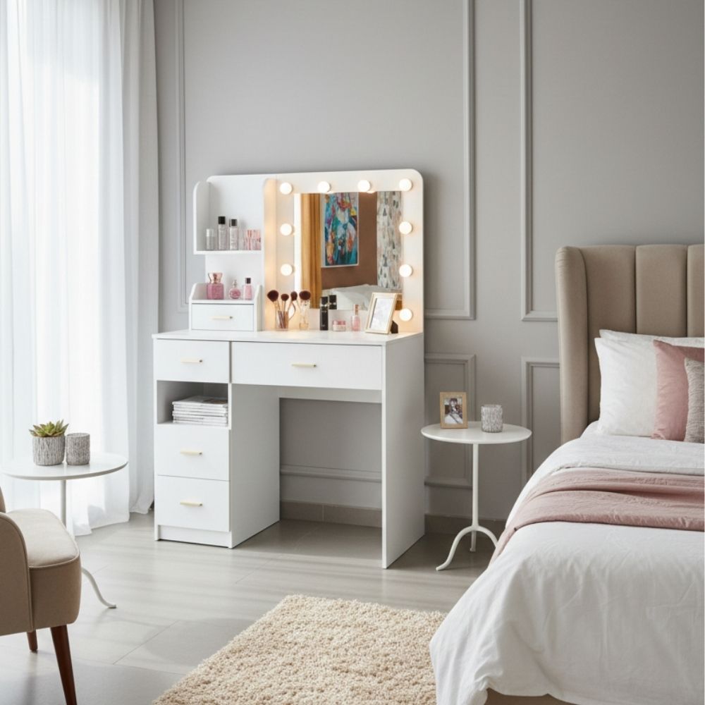 שידת איפור דגם מיקה – עיצוב מודרני, תאורת LED ונוחות מקסימלית – תמונה 5