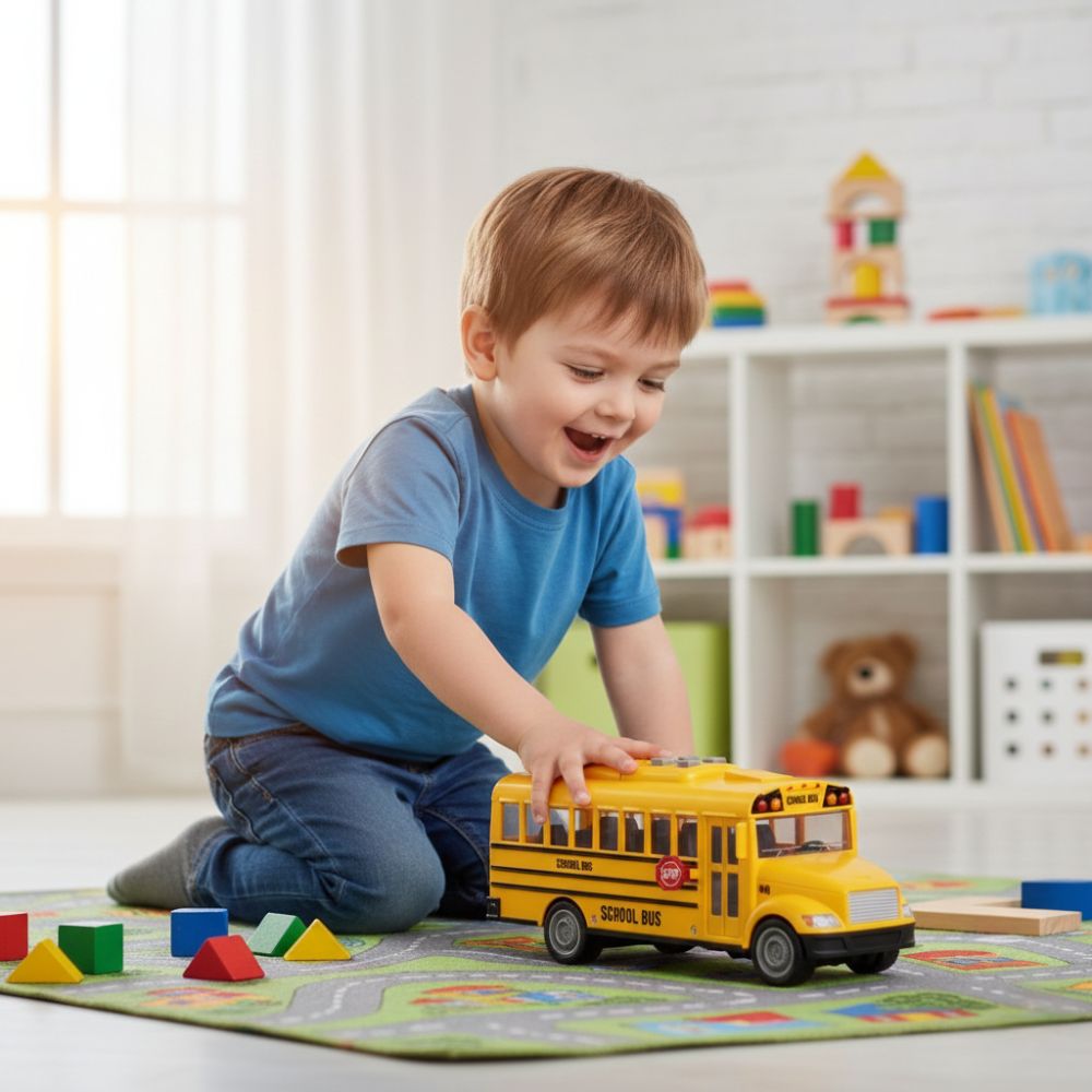 אוטובוס בית ספר צהוב אינטראקטיבי - דגם עם אורות, צלילים ודלתות נפתחות – תמונה 4