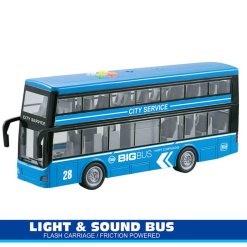 Alternative view of אוטובוס קומותיים כחול לתיירים עם אורות מהבהבים וצלילים