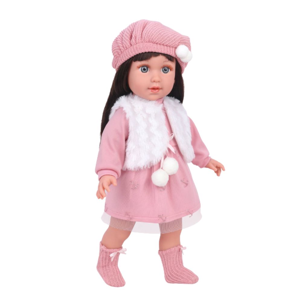 בובת אופנה נינה 40 ס"מ – גוף רך, שיער לעיצוב וסט בגדים אופנתי – תמונה 3